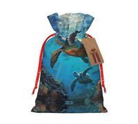 Sea Turtles - 1 bolsa de Navidad con cordón de 8.3 x 11.8 pulgadas, bolsa robusta para regalos y artículos esenciales de uso diario
