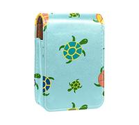 Sea Turtles Blue Lip Gloss Holder Estuche portátil Mini Lipstick Storage Box Travel Lipstick Organizer Case with Mirror for Women, Varios colores, 9.5x2x7 cm/3.7x0.8x2.7 in
