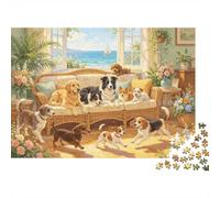 Sea View Cottage 1000 Piezas Puzzle Papel Reciclado Puppies Puzzles para Adultos Impossible Hard Difícil Desafiante Aliviar La Dehombrescia Senil Fun 70x50cm/1000 piezass