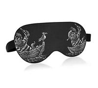 Sea Voyage Skeleton Sailor Sailing on a Boat Crow Eye Masks Cover Blocks Light Sleep Mask Shade Cover Blindfold Relaxing Eyeshade Cover con correa ajustable para la cabeza para hombres, mujeres y niño