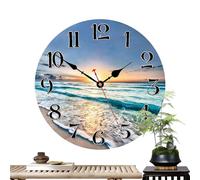 Sea Wall Clock, Battery Operated Surfboard, Display Clocks Inspired, Design Non Ticking, Vintage Rustic Coastal | Sea View Blue | Clocks for Bedroom Calm Atmosphere Paradise Beach Themed