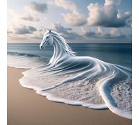 Sea Wave Horse Diamond Art Kits for Adults,5D Abstract Ocean Diamond Painting Kits for Beginner DIY Square Full Drill Embroidery Cross Stitch Diamond Dots Craft for Home Wall Decor Gifts 80x80 cm
