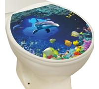 Sea World Toilet Lid Sticker - Self-Adhesive, Seat Decoration Sea Theme Toilet Sticker Decal | Home Decorations, Pvc Modern Room Decor For Smooth Clean Surfaces