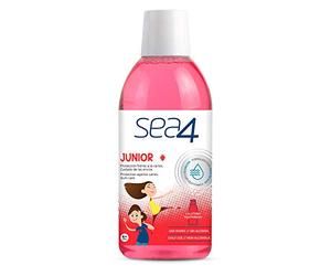Sea4 Colutorio Junior Uso Diario, Protección Frente a Caries, Cuidado de Encías, Formulado con Agua de Mar, Sin Alcohol, Sabor Fresa, 500ml