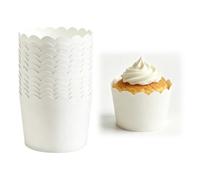 SEABABOO 100 moldes para magdalenas, blancos, 7 × 6 × 5,5 cm, tazas de papel para magdalenas, cupcakes, decoración de tartas, cumpleaños, bodas y fiestas