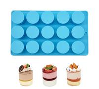 SEABABOO Molde Cilíndrico de Silicona, 15 Cavidades 3,2 cm, Molde Chocolate Profundo Silicona Redondos para Chocolate, Panecillo, Pudín, Gelatina, Pasteles Pequeños, Azul, 1 Pieza