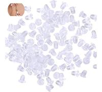 SEABABOO Seguridad Broche De Pendiente Goma De Topes De Espalda De Goma Blanda Para Pendientes Empujador De Pendientes TapóN De Pendiente De PláStico Blanco Transparente De 5 Mm * 5 Mm (100 Piezas)