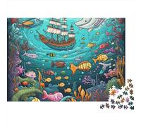 Seabed A School of Fish (3) Puzzles Imposible,desafío para Adultos Entretenimiento Creativo 1000 Piezas Obra De Arte De Juego De para Adultos Y Niños Mayores De 12 Años 300pcs (40x28cm)