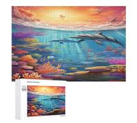 Seabed A School of Fish Puzle de madera de 1000 piezas, puzle único, regalo para adultos, juego familiar, actividad desafiante, (75 x 50 cm)