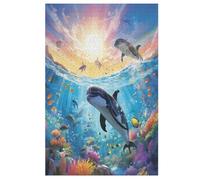 Seabed A School of Fish Puzzle de 1000 piezas para adultos, puzle de madera, puzle difícil imposible de reducir la presión, para 12 + niños (78 x 53 cm)