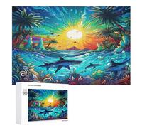 Seabed A School of Fish Puzzle de 1000 piezas, puzle de madera desafiante juego de habilidad para toda la familia, niños, adultos, a partir de 12 años (75 x 50 cm)