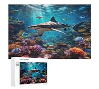 Seabed A School of Fish Puzzle de madera, 1000 piezas, puzle para adolescentes y adultos, juguete creativo, rompecabezas, (75 x 50 cm)