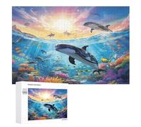 Seabed A School of Fish Puzzle para adultos y niños, 1000 piezas, rompecabezas de madera, para adolescentes (75 x 50 cm)