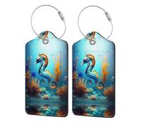 Seabed Coral Seabed - 2 etiquetas de piel sintética para viajes de negocios, adecuadas para bolsos, mochilas, equipaje