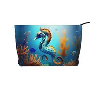Seabed Coral Seabed - Bolsa de cosméticos de pana para mujer, cartera portátil con cremallera, adecuada para viajes y almacenamiento diario de cosméticos,