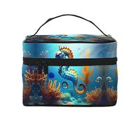 Seabed Coral Seabed - Bolsa de maquillaje de gran capacidad para mujer, bolsa de maquillaje portátil de viaje (9 x 6.5 x 6.2 pulgadas), bolsa de maquillaje grande para niñas