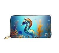 Seabed Coral Seabed - Cartera de piel para mujer, bolsa de mano de gran capacidad, para teléfono celular, tarjetero de crédito, color negro, talla única, moderna, Black, Talla única, Moderno