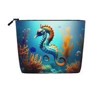 Seabed Coral Seabed - Neceser versátil de viaje, bolsa de maquillaje de cáñamo falso, multiusos, organizador de accesorios cosméticos, Black, Talla única