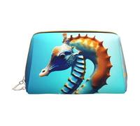 Seabed Coral Seahorse - Bolsa de cosméticos portátil y bolsa de cosméticos de viaje, unisex, cierre de cremallera, adecuada para uso diario, White, Talla única