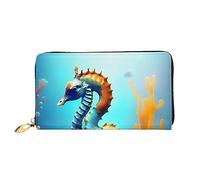 Seabed Coral Seahorse - Cartera larga para mujer y cartera con cremallera, organizador multitarjetas, 7.48 x 4.13 pulgadas (aprox. 19 x 10.5 cm), Black, Talla única