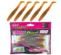 SEABUZZ Juego de señuelos de pesca Duo Shad 5 unidades x 100 mm - Lucio trucha perca cebo de goma - Señuelo artificial para lucioperca y siluro - Juego de pesca de peces depredadores - Equipo de pesca