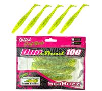 SEABUZZ Juego de señuelos de pesca Duo Shad 5 unidades x 100 mm - Lucio trucha perca cebo de goma - Señuelo artificial para lucioperca y siluro - Juego de pesca de peces depredadores - Equipo de pesca