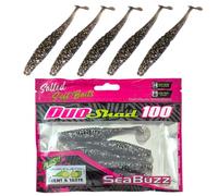 SEABUZZ Juego de señuelos de pesca Duo Shad 5 unidades x 100 mm - Lucio trucha perca cebo de goma - Señuelo artificial para lucioperca y siluro - Juego de pesca de peces depredadores - Equipo de pesca