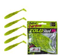 SEABUZZ Juego de señuelos de pesca Zulu Shad, 5 unidades x 75 mm, cebo de goma para lucio, lucioperca, perca, trucha y bagre, juego de pesca de peces depredadores, equipo de pesca de agua dulce y