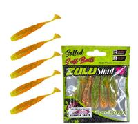 SEABUZZ Juego de señuelos de pesca Zulu Shad, 5 unidades x 75 mm, cebo de goma para lucio, lucioperca, perca, trucha y bagre, juego de pesca de peces depredadores, equipo de pesca de agua dulce y