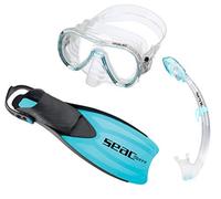 Seac 0890030160452 un Sprint seco Premium Silicona máscara Aletas Snorkel Set con Gear Bag, Azul, 4 - 5,5