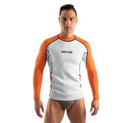 SEAC Fit Long Neopreno 2 mm con Mangas largas, Ideal para vestirla bajo del Traje de Buceo, para Nadar o Camiseta de Surf, Hombres, Blanco/Naranja, XXL
