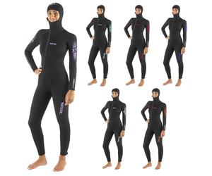 SEAC Liberty Long Lady - Traje húmedo monopieza para Mujer de 7 mm con Capucha integrada, Neopreno Resistente, Refuerzos Supratex, Cremallera Frontal y en Tobillos, Tallas por Colores