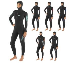 SEAC Liberty Long Lady - Traje húmedo Mujer 5/7 mm con Capucha, Neopreno Resistente, Refuerzos en Rodillas, Hombros y Zona Lumbar, Cremallera Frontal y en Tobillos, Tallas por Colores, 5mm, S