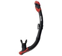 SEAC Reverse Dry Snorkel - Parte superior seca, válvula de purga y boquilla giratoria de silicona para buceo, negro/rojo