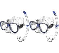 SEAC Set bis Capri Top, Set con Máscara Capri y Tubo de Esnórquel de Silicona para Adultos y Niños, Azul (Paquete de 2)