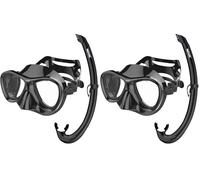 SEAC Set bis Capri Top, Set con Máscara Capri y Tubo de Esnórquel de Silicona para Adultos y Niños, Negro (Paquete de 2)