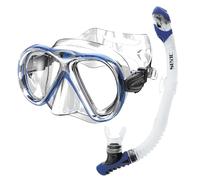 SEAC Set bis Iena Dry - Set de Máscara de Doble Lente de Silicona y Tubo con Sistema Dry Top y Válvula de Purga, para Buceo y Snorkel