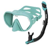 SEAC Set bis X-Frame Dry - Set de Snorkel para Adultos con Máscara sin Marco Monolente de Vidrio Templado y Tubo Dry Top | Silicona, Válvula de Purga y Boquilla Ergonómica para Buceo y Snorkel