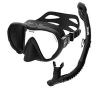 SEAC Set bis X-Frame Dry - Set de Snorkel para Adultos con Máscara sin Marco Monolente de Vidrio Templado y Tubo Dry Top | Silicona, Válvula de Purga y Boquilla Ergonómica para Buceo y Snorkel