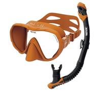 SEAC Set bis X-Frame Dry - Set de Snorkel para Adultos con Máscara sin Marco Monolente de Vidrio Templado y Tubo Dry Top | Silicona, Válvula de Purga y Boquilla Ergonómica para Buceo y Snorkel