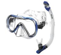 SEAC Set bis Boss Dry - Set de Silicona para Buceo y Snorkel con Máscara y Snorkel con Sistema Dry Top y Válvula de Purga Unisex Adulto