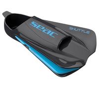 Seac Shuttle - Aletas cortas de natación 100% silicona para entrenamiento cardiovascular y de fuerza, unisex, para adulto, color negro y azul, talla 43/44