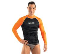 SEAC T-Sun Long Man, Camiseta de protección Rash Guard para esnorkel y natación Anti UV, Negro/Naranja, XXL