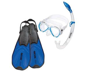 SEAC Zoom Set de Snorkeling, Unisex niños, Azul, 36-38