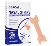 SEACALL Tiras nasales de 30 unidades para respirar, tiras nasales para dormir para ronquidos, reduce instantáneamente la congestión nasal para un mejor sueño, sin medicamentos, cinta nasal