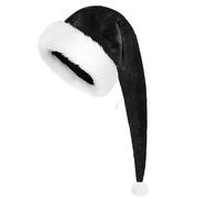 Seachrgif Gorro de Papá Noel extralargo, para adultos, de peluche, con borde de pelo grueso, gorro de Papá Noel, de peluche, para hombre y mujer, negro, 80 cm