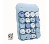 Seaciyan Almohadilla numérica inalámbrica, teclado numérico portátil retro, ergonómico, lindo y colorido, teclado externo inalámbrico de 2.4 G para computadora, laptop (azul)