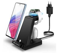 seacosmo Cargador Samsung Tipo C 3 en 1,Estación de Carga para teléfono móvil con Puerto de Carga USB-C,Galaxy Buds,Cargador Inalambrica Rápida Solo para Galaxy Watch 5 Pro/4/3/Active -Negro