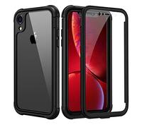seacosmo Funda Antigolpes 360° para iPhone XR con Protector Pantalla, Ultrafina Carcasa Anti-arañazos PC Rigida para iPhone XR [Anti Amarilla]- Negro