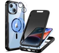 seacosmo Funda Magnética Compatible con MagSafe para iPhone 14, Antiespía Protector de Pantalla de Vidrio Templado [9H HD], Protección de Cámara,Resistente a Golpes, Carcasa iPhone 14 Dura, Negro